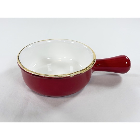 Sur La Table Other - Sur La Table Red Stoneware Handled Soup Bowl Casserole Fondue Pot Oven Safe